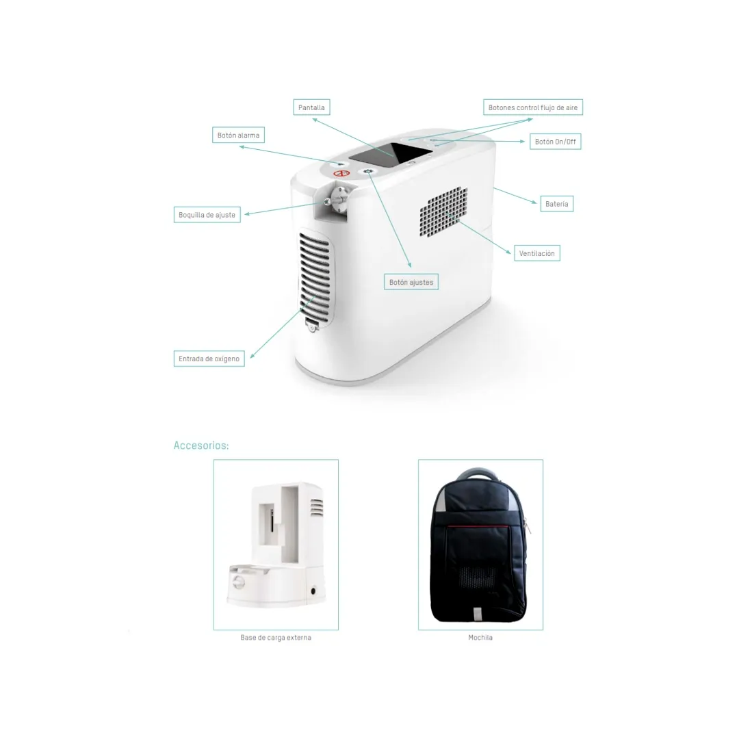 Concentrador Portátil de Oxigeno Kingon P2 Apex Medical
