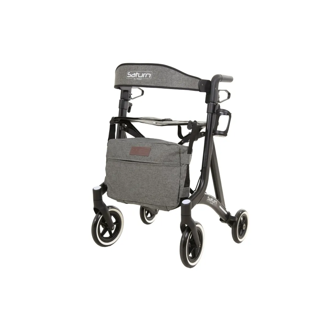Andador Rollator SATURN con Frenos en Puños · Negro