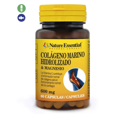 Colágeno Marino Hidrolizado 600 mg. Magnesio 60 Cápsulas Nature Essential