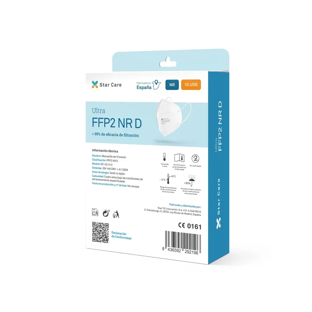 Mascarillas FFP2 ULTRA Homologadas Star Care Blancas Adultos • PRECIO ESPECIAL 10/50 Uds.