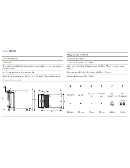 Grúa de Traslado Eléctrica MUEVO HOME Hasta 135 kg Grúa de Traslado Eléctrica MUEVO HOME Hasta 135 kg