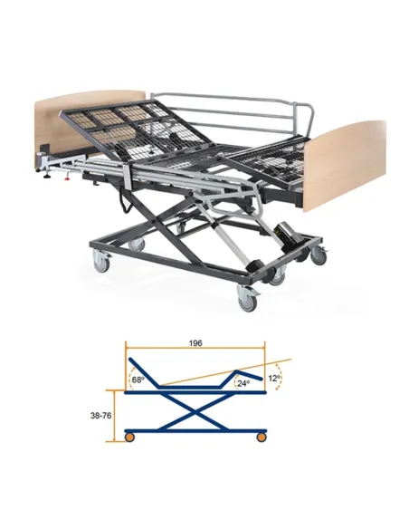 Cama Articulada XXL Bariatrica 120 con Carro Elevador TECNIMOEM