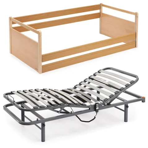 Cama Eléctrica GERIA con Barandillas Madera