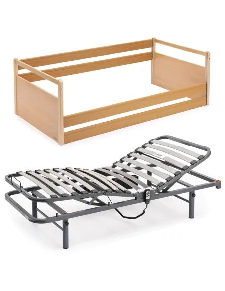 Cama Eléctrica GERIA con Barandillas Madera