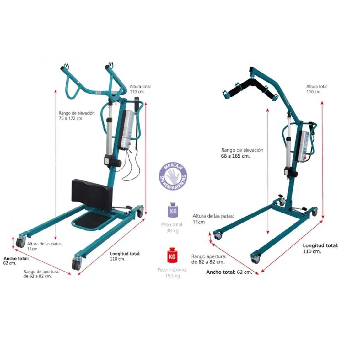 Grúa traslado y Cambio Pañal AKS DUO con Arnés