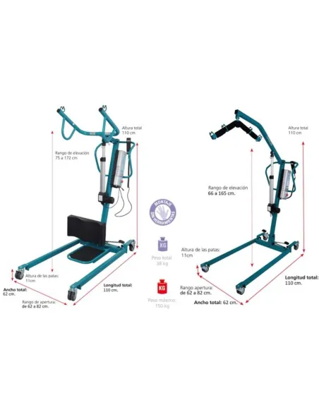 Grúa traslado y Cambio Pañal AKS DUO con Arnés
