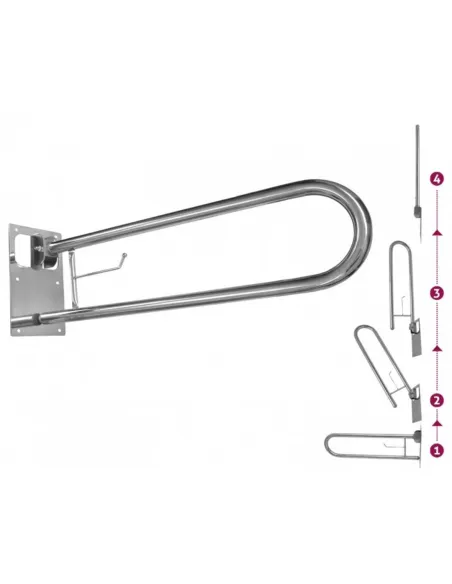 Asidero Abatible de Pared Giratorio de Acero Inoxidable con Portarrollos  - 3  Longitudes
