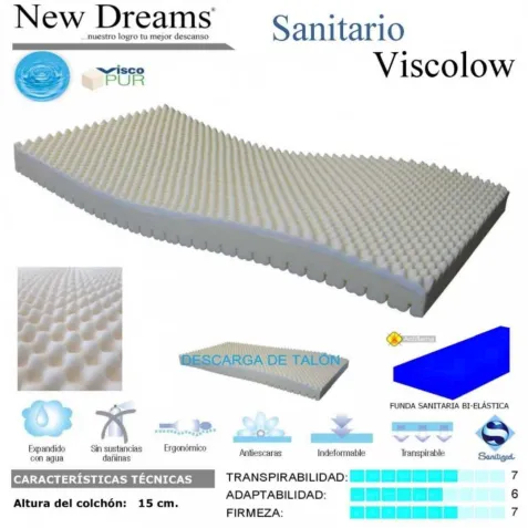 Colchón SANITARIO VISCOLOW 15 cm New Dreams con Funda...