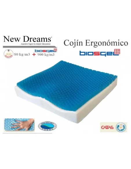 Cojín Antiescaras ERGONÓMICO BIOSGEL NEW DREAMS de Gel Sólido y Viscoelástica con funda PU