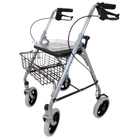 Andador Rollator de Acero SILVER con Cesta Bandeja y...