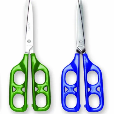 Tijera de Doble Ojo Puntiaguda para Zurdo de 75 mm Verde