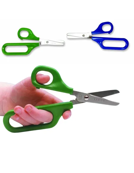 Tijera roma con ojo grande y ojo pequeño para zurdos 45 mm Verde
