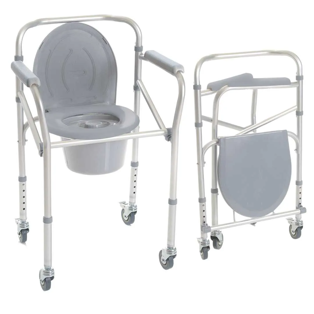 Silla WC y Ducha 4 en 1 Plegable con Ruedas...