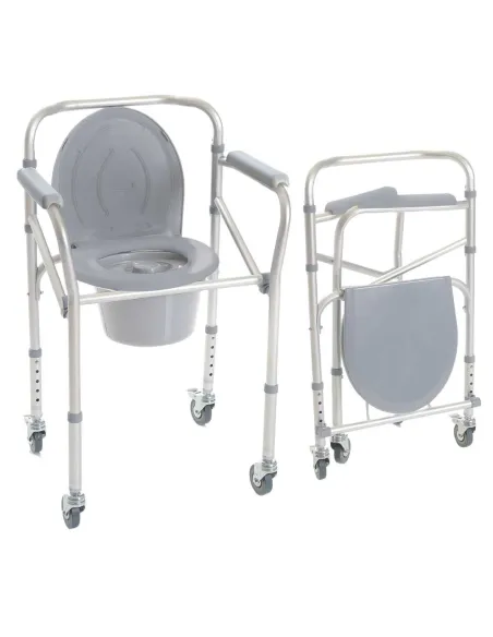 Silla WC y Ducha 4 en 1 Plegable con Ruedas hasta 130 Kg