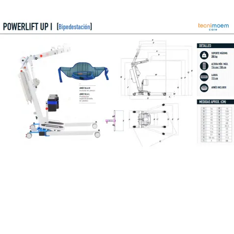 Grúa de Bipedestación POWERLIFT UP I 200 Kg Tecnimoem con... 2