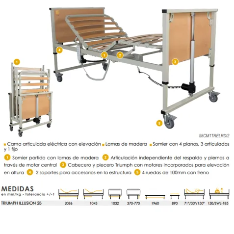 Cama Articulada TRIUMPH  Elevación en Columna