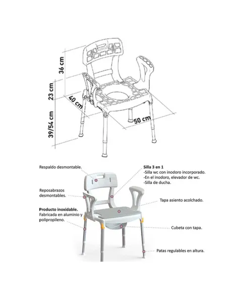Silla PORTOFINO Ducha + Inodoro + Elevador WC