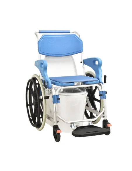 Silla de ruedas para ducha y WC Autopropulsable con reposabrazos abatibles HE200