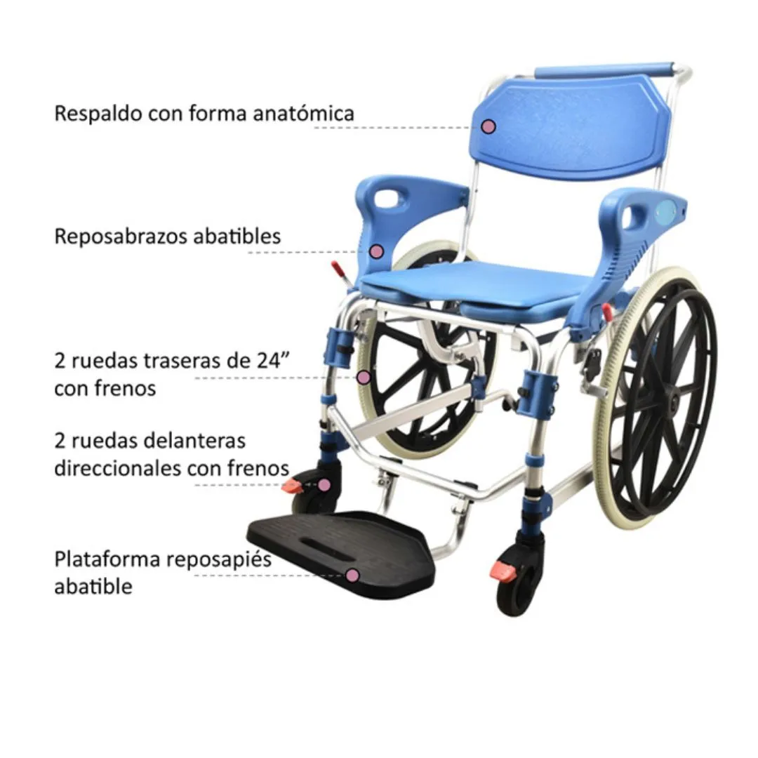 Silla de ruedas para ducha y WC Autopropulsable...