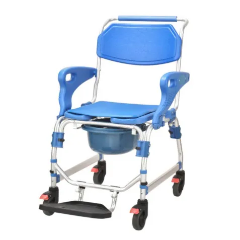 Silla de ruedas para ducha y WC con 4 frenos y...
