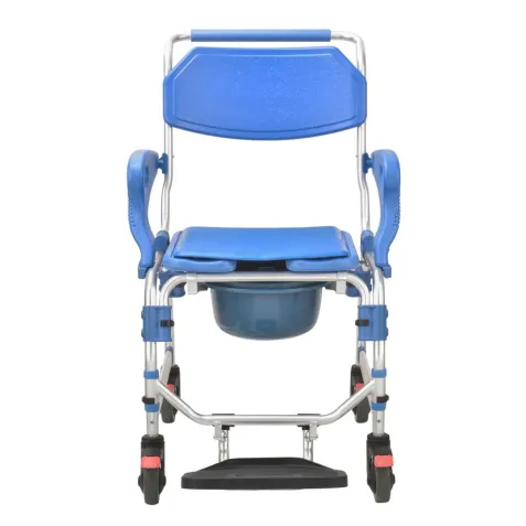 Silla de ruedas para ducha y WC con 4 frenos y... 2