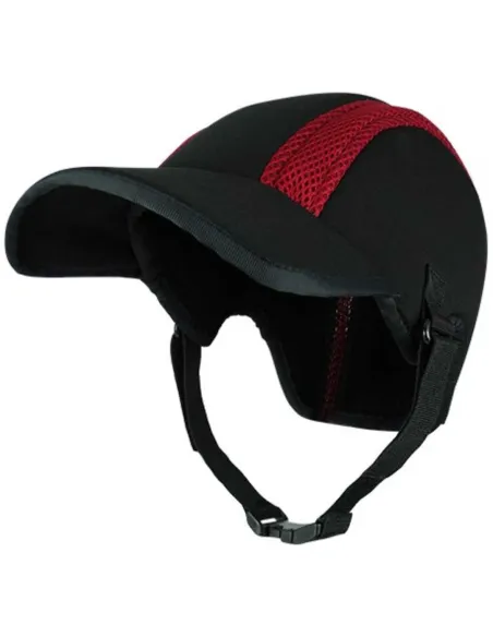 Protector Craneal Gorra Negro-Rojo Transpirable