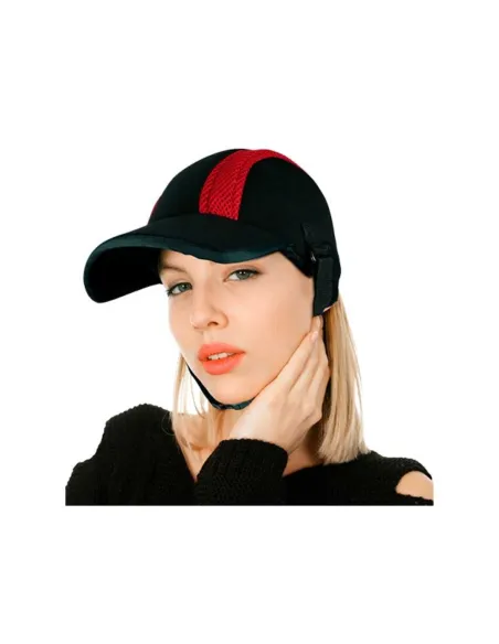 Protector Craneal Gorra Negro-Rojo Transpirable
