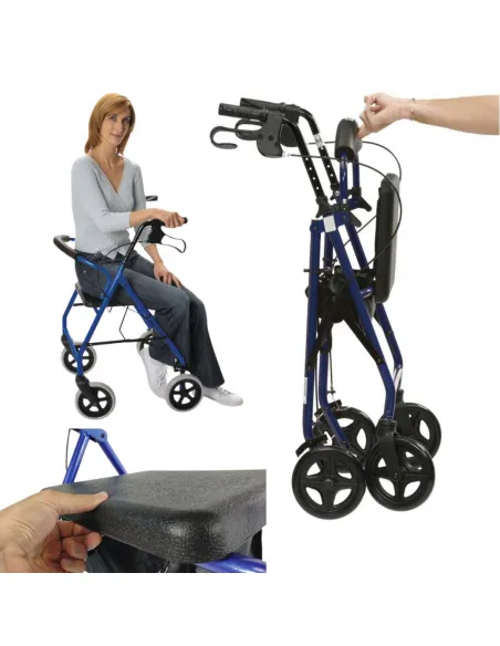 Andador Rollator de 4 ruedas de Aluminio