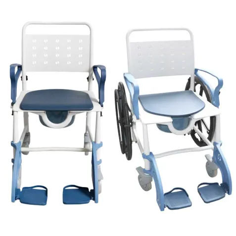Silla Ducha con ruedas 2 en 1 ruedas traseras de 120 o...
