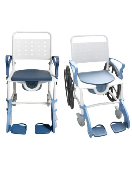 Silla Ducha con ruedas 2 en 1 ruedas traseras de 120 o 600 mm