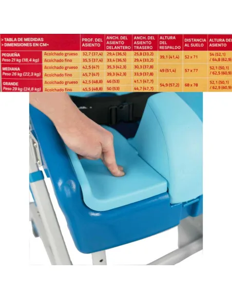 Silla Ducha y Wc SEAHORSE PLUS Basculante y Acolchada · 3 Tallas