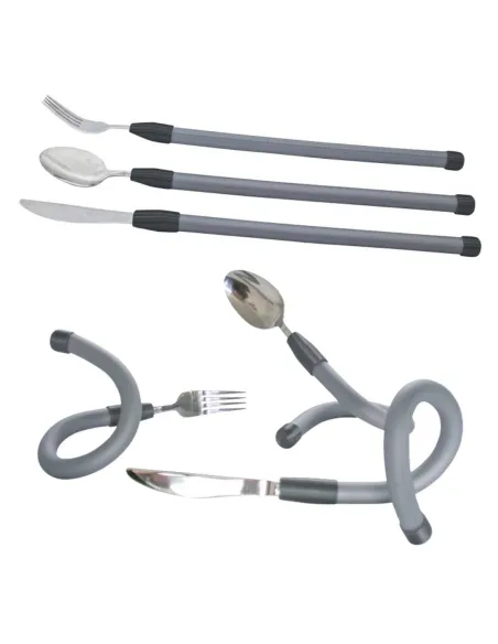 Cubiertos con Mangos Flexibles · Cuchara · Tenedor · Cuchillo