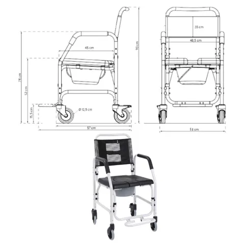 Silla con ruedas para WC y Ducha ONDA 2