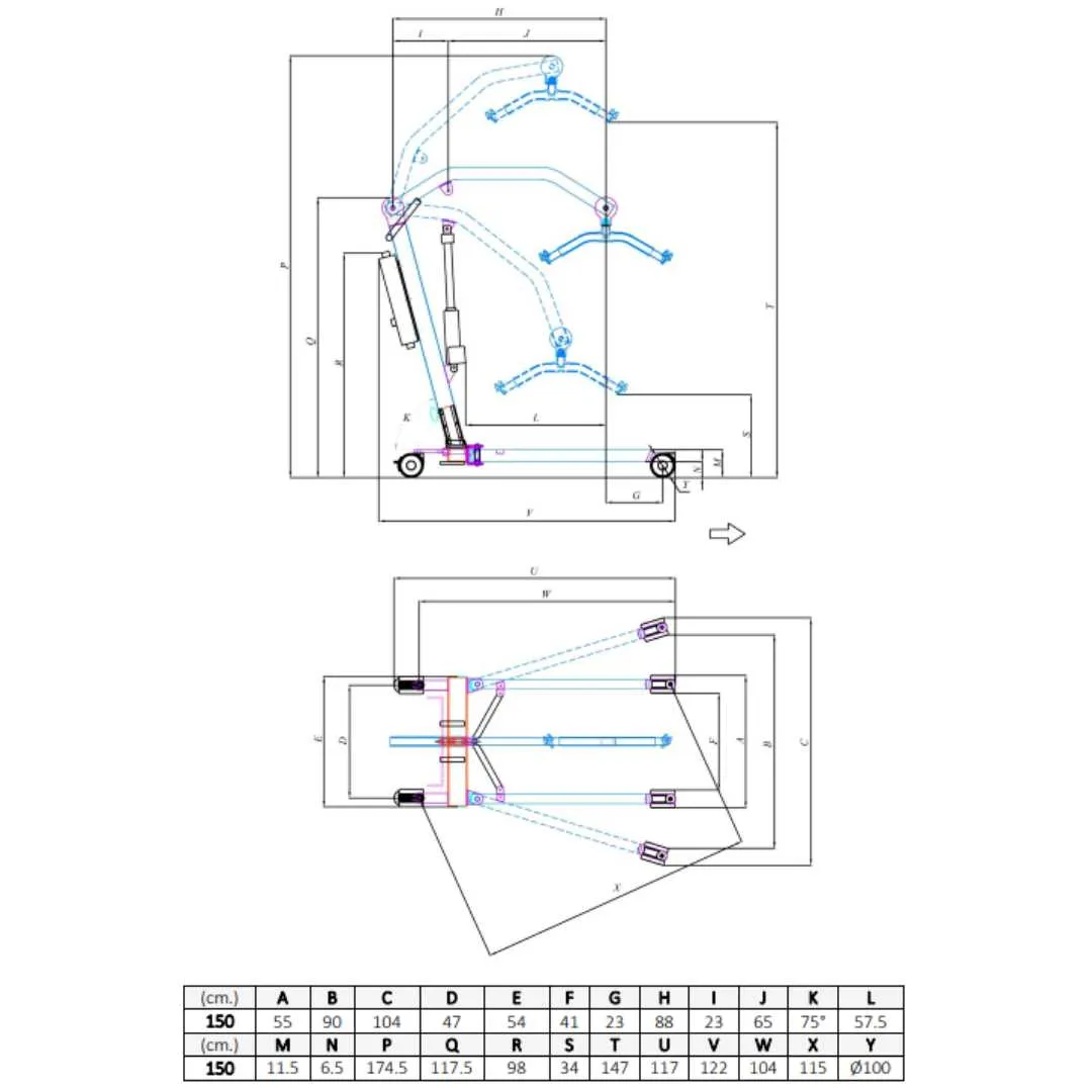 Grúa de Traslado POWERLIFT 150 Tecnimoem con Arnés