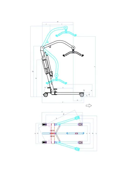 Grúa de Traslado POWERLIFT 150 Plegable Tecnimoem con Arnés