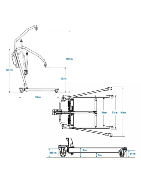 Gruas de Traslado  VULCAM MINI para Movilizar Pacientes hasta 150 Kg