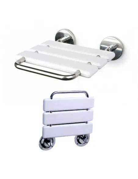 Asiento Ducha Abatible con Listones ABS y Acero Inoxidable