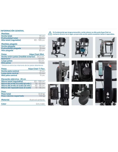 Grúa Silla de Traslado AUPA CHAIR Mini o T-Flex
