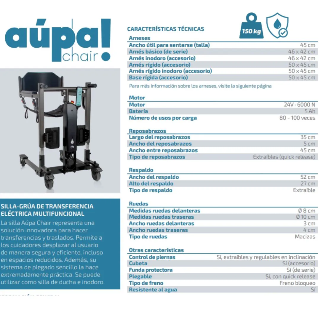 Grúa Silla de Traslado AUPA CHAIR Mini o T-Flex