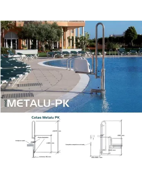 Ascensor Acuático Hidráulico Portátil PK METALU Portátil para Piscinas