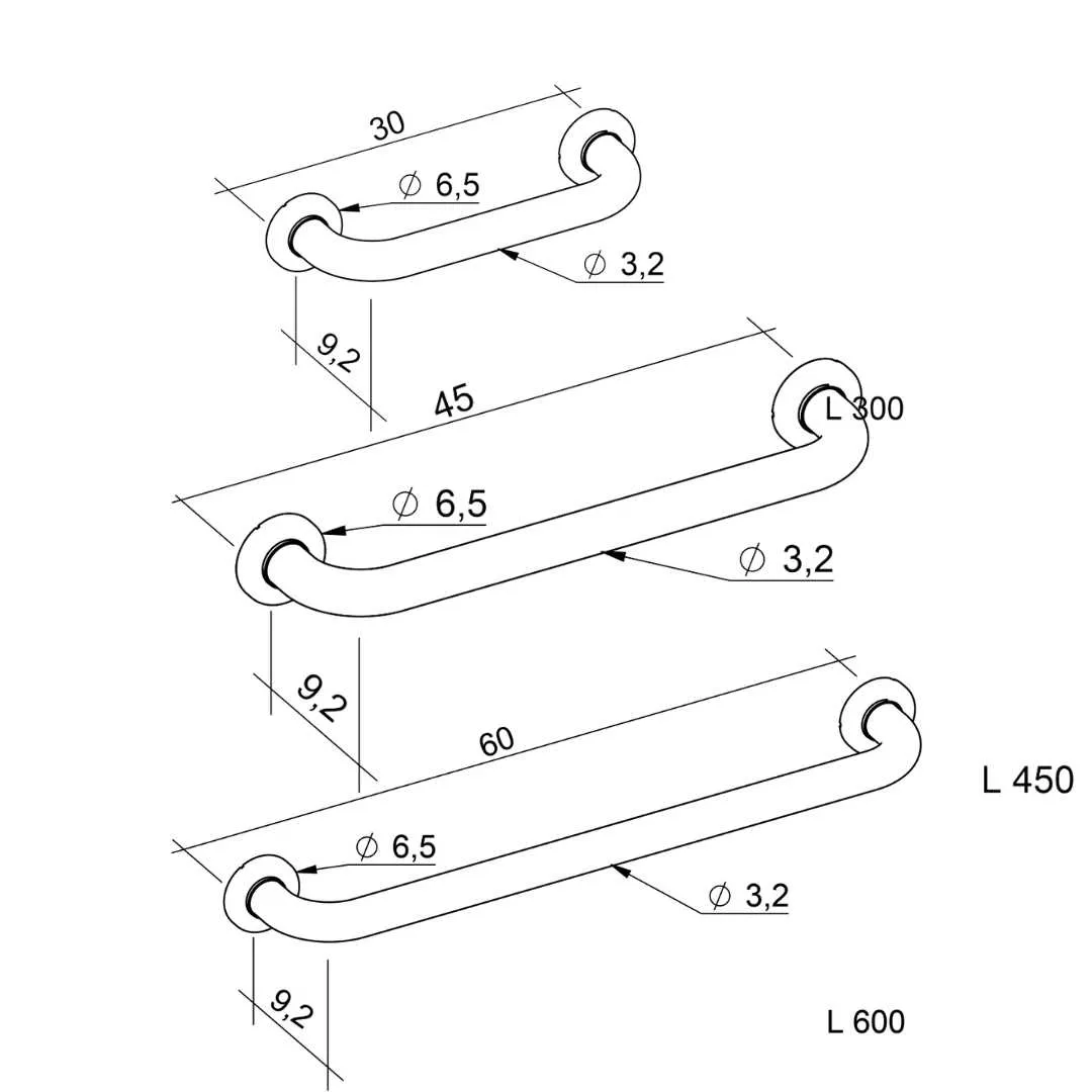 Asidero Baño Recto LIGURIA ATLANTIS de Acero...