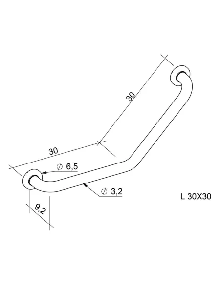 Asidero Baño Angular 135º LIGURIA ATLANTIS 30+30 de Acero Revestido Blanco