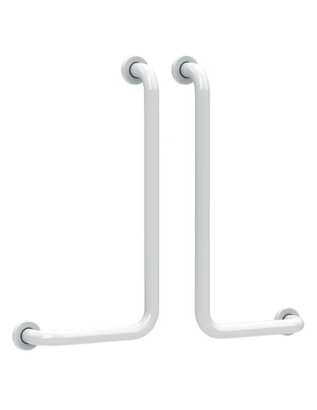 Asidero Baño Angular 90º LIGURIA ATLANTIS 60+30 de Acero Revestido Blanco