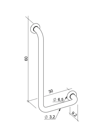 Asidero Baño Angular 90º LIGURIA ATLANTIS 60+30 de Acero Revestido Blanco