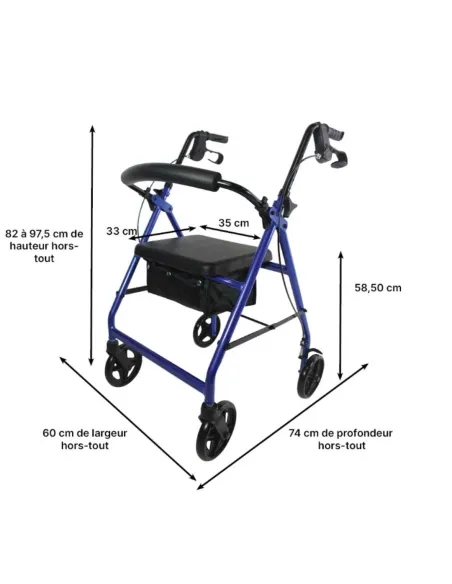 Andador Rollator de 4 ruedas de Aluminio