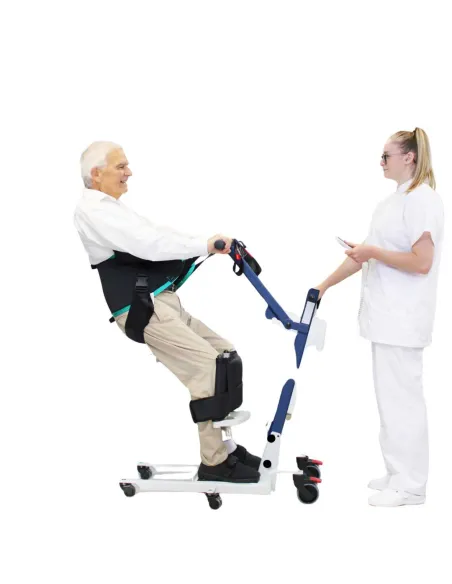 Grúa de Bipedestación y traslado WAY UP BLUE con Arnés