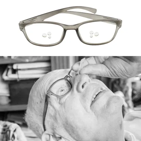 Gafas cuentagotas para administrar gotas oculares