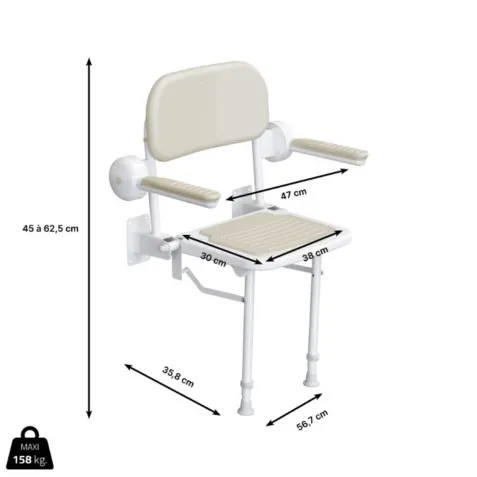 Asiento Ducha Abatible de Pared LAGON CONFORT 2