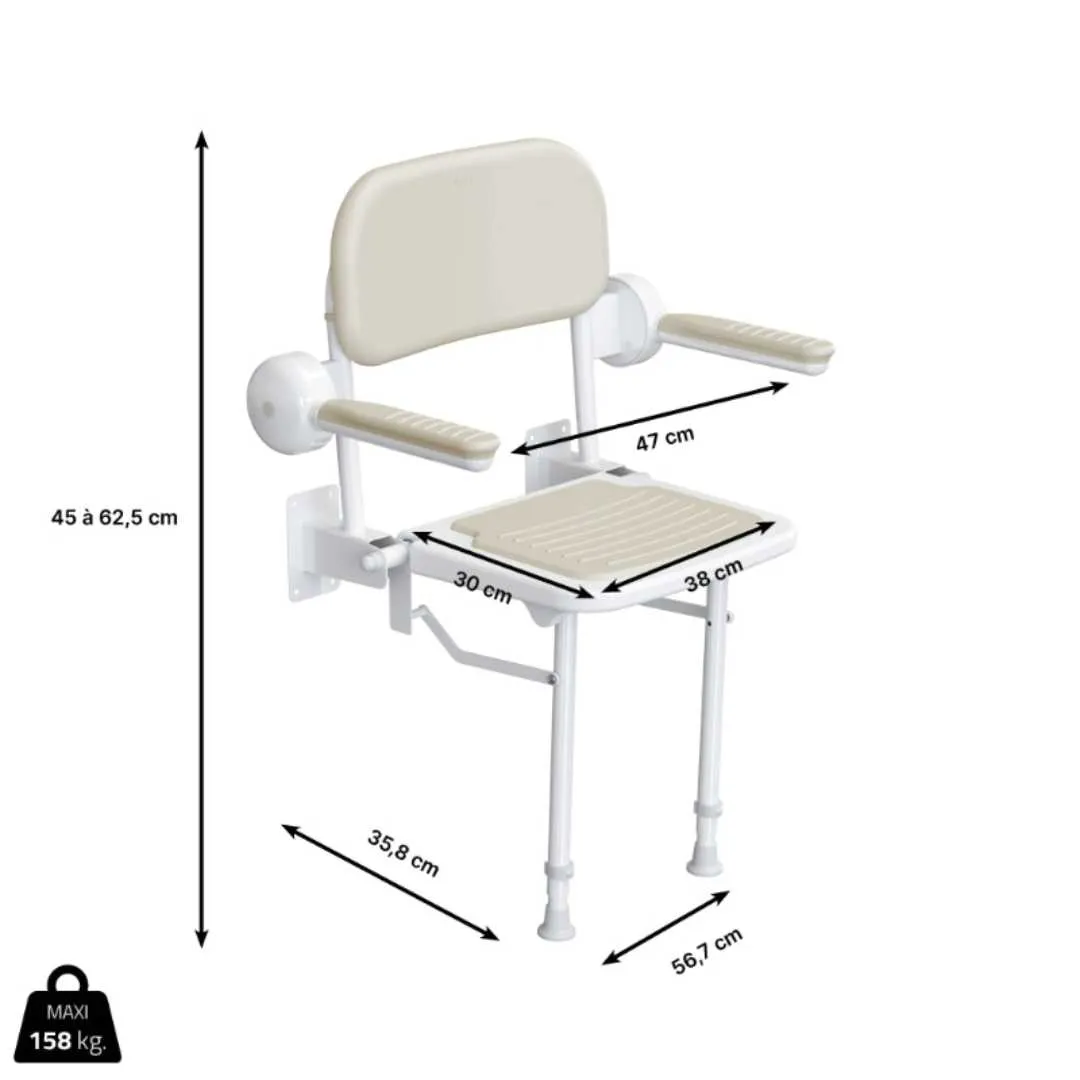Asiento Ducha Abatible de Pared LAGON CONFORT