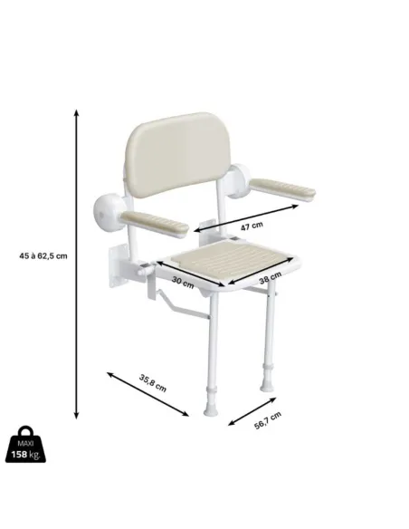 Asiento Ducha Abatible de Pared LAGON CONFORT